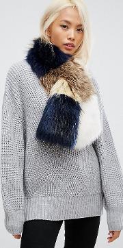 faux fur patchwork scarf