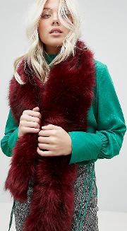 faux fur scarf in berry
