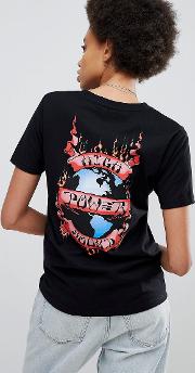 oversized t shirt with high power sound flame graphic