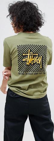 oversized t shirt with logo and checkerboard back