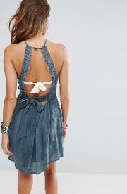 Crochet Detail Tie Back Beach Dress