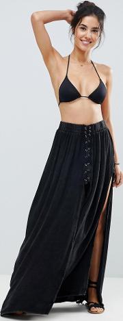 lace up beach maxi skirt