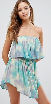 tie dye bardot beach dress