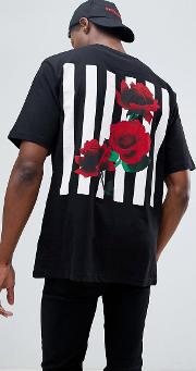 oversized rose grid back print  shirt