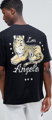 oversized tiger back print  shirt