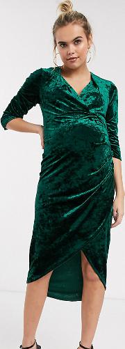 Velvet Midi Wrap Dress