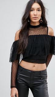 tulle mesh top with tie back