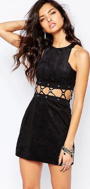 x rok & rebelle mini dress with lace up detail