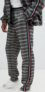 Check Trousers With Taping