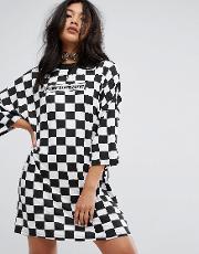 Free Your Mind Oversized  Shirt Dress  Checkerboard