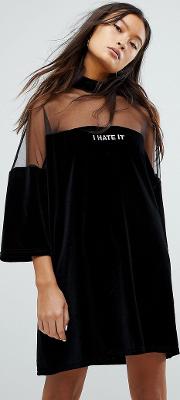 Hate It  Shirt Dress In Velvet