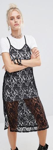 Lace Cami Over  Shirt Dress