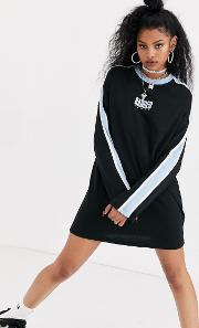 Relaxed T Shirt Dress With Front Logo And Contrast Stripe