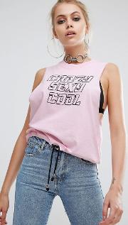 Vest With Drawstring & Crazy Sexy Cool Slogan