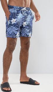 tonal floral swim shorts in blue