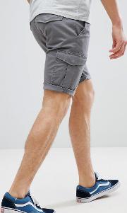slim fit cargo shorts in grey