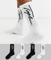 Tube Sock 4 Pack With Signature Print