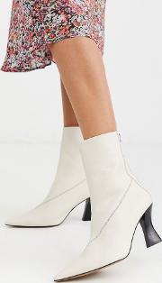 Heeled Boots With Point Toe Buttermilk