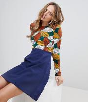 2 in 1 dress with printed top