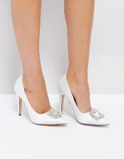 embellished satin court shoes
