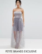 cami dress with sheer dotty mesh skirt