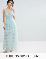 cami maxi dress with ruffle pleated skirt