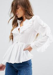 ruffle detail blouse