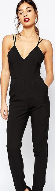 Strappy Plunge Front Jumpsuit