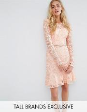 allover premium lace skater dress with fluted hem