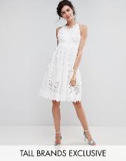 wrap front allover lace crochet full prom dress