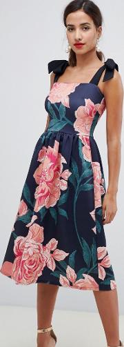 floral tie shoulder dress