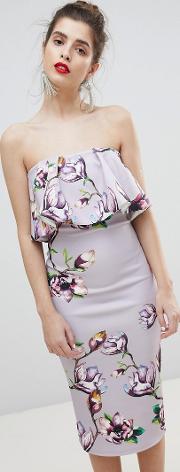 printed dress with frill detail