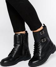 t.u.k. ealing strap lace up leather flat ankle boots
