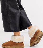 Classic Mini Fluff Ankle Boots Chestnut