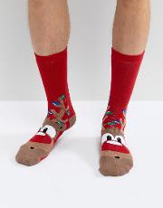 Christmas Rudolph Slipper Sock