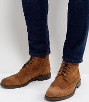 Salvatore Suede Lace Up Brogue Boots