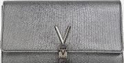 Grey Glitter Foldover Tassel Detail Clutch Bag