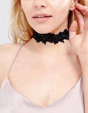 cut out lace choker with gold plated detail