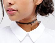 Leather Bolo Choker Necklace With Gold Plated Charms