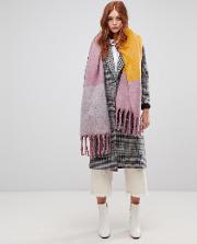 colour block tassel scarf
