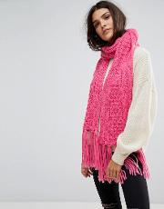 knitted tassle scarf