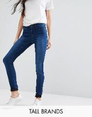 high waist indigo skinny jeans