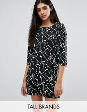 shift dress in abstract print