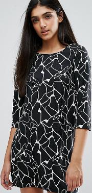 Shift Dress In Abstract Print