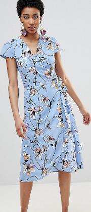 soft floral wrap dress