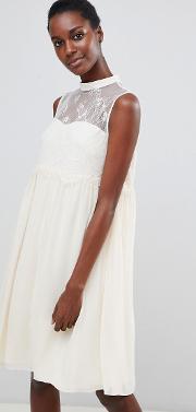 lace panelled swing dress