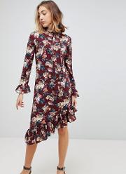 Gayle Asymmetric Hem Floral Print Dress