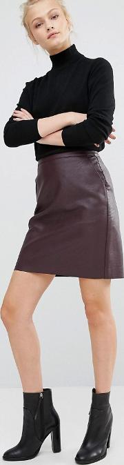 leather look skirt