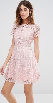mixed lace prom dress