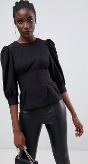 pin tuck blouse  black